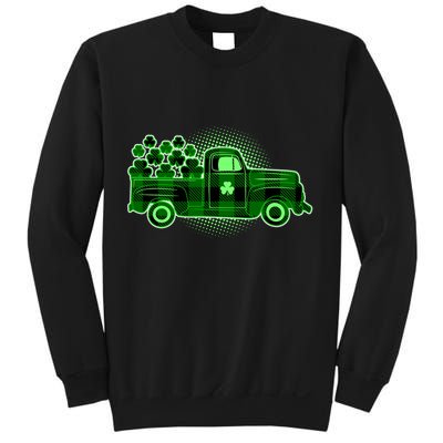 Cute St Patrick's Day Plaid Pick Up Truck Full Of Shamrocks Clovers Sweatshirt
