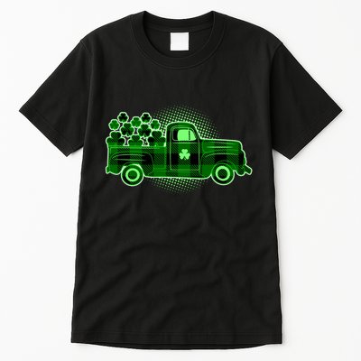 Cute St Patrick's Day Plaid Pick Up Truck Full Of Shamrocks Clovers Tall T-Shirt