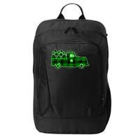 Cute St Patrick's Day Plaid Pick Up Truck Full Of Shamrocks Clovers City Backpack