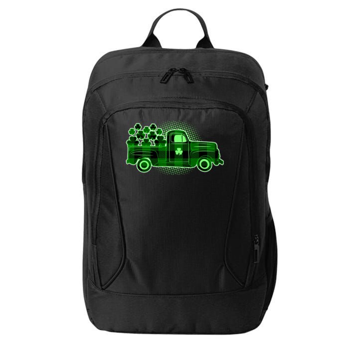 Cute St Patrick's Day Plaid Pick Up Truck Full Of Shamrocks Clovers City Backpack