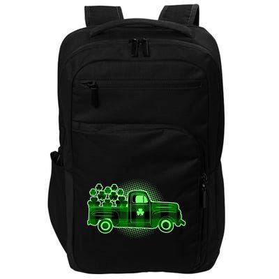 Cute St Patrick's Day Plaid Pick Up Truck Full Of Shamrocks Clovers Impact Tech Backpack