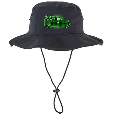 Cute St Patrick's Day Plaid Pick Up Truck Full Of Shamrocks Clovers Bucket Hat