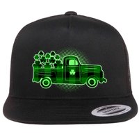 Cute St Patrick's Day Plaid Pick Up Truck Full Of Shamrocks Clovers Flatbill Hat