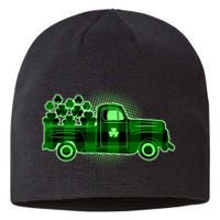 Cute St Patrick's Day Plaid Pick Up Truck Full Of Shamrocks Clovers Sustainable Beanie