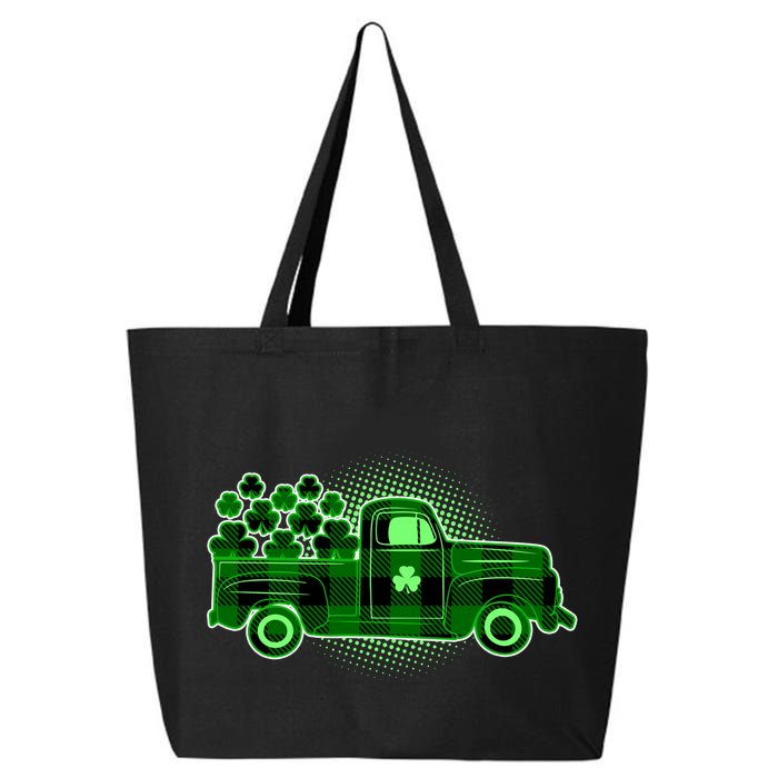 Cute St Patrick's Day Plaid Pick Up Truck Full Of Shamrocks Clovers 25L Jumbo Tote