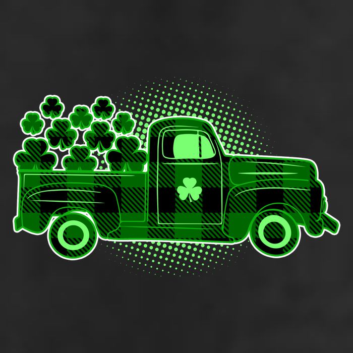Cute St Patrick's Day Plaid Pick Up Truck Full Of Shamrocks Clovers 25L Jumbo Tote