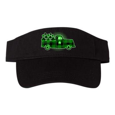 Cute St Patrick's Day Plaid Pick Up Truck Full Of Shamrocks Clovers Valucap Bio-Washed Visor