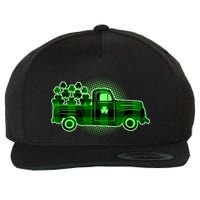 Cute St Patrick's Day Plaid Pick Up Truck Full Of Shamrocks Clovers Wool Snapback Cap
