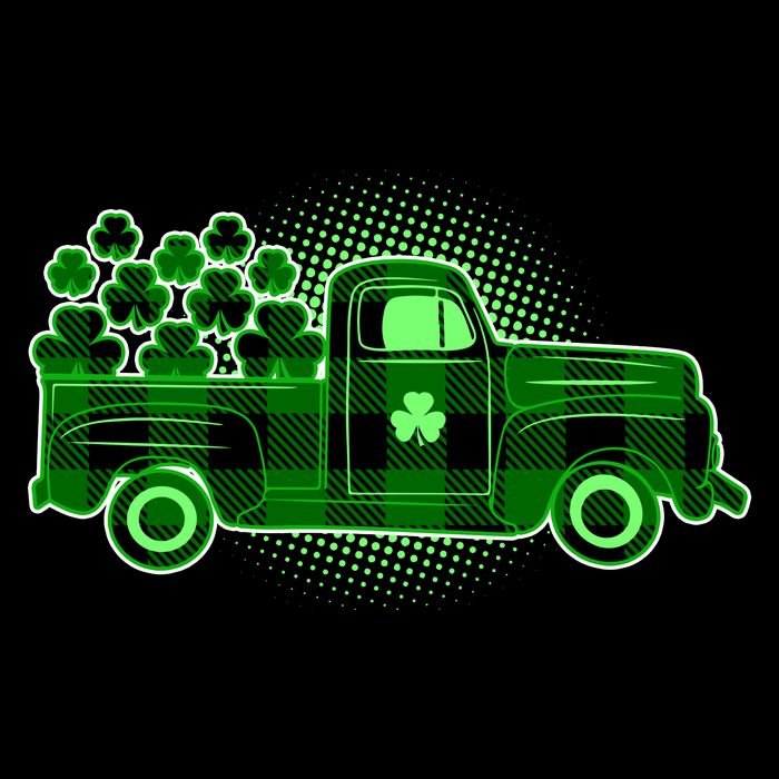 Cute St Patrick's Day Plaid Pick Up Truck Full Of Shamrocks Clovers Wool Snapback Cap