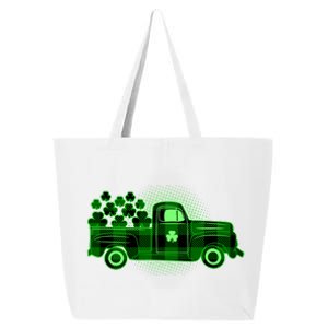 Cute St Patrick's Day Plaid Pick Up Truck Full Of Shamrocks Clovers 25L Jumbo Tote