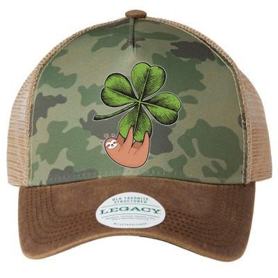 Cute St Patrick's Day Shamrock Sloth Legacy Tie Dye Trucker Hat