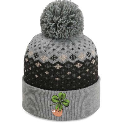 Cute St Patrick's Day Shamrock Sloth The Baniff Cuffed Pom Beanie