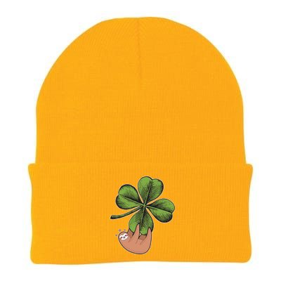 Cute St Patrick's Day Shamrock Sloth Knit Cap Winter Beanie