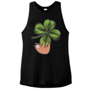 Cute St Patrick's Day Shamrock Sloth Ladies PosiCharge Tri-Blend Wicking Tank