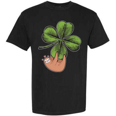Cute St Patrick's Day Shamrock Sloth Garment-Dyed Heavyweight T-Shirt