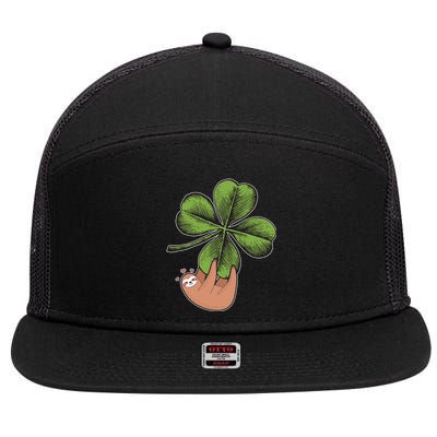 Cute St Patrick's Day Shamrock Sloth 7 Panel Mesh Trucker Snapback Hat