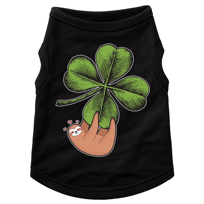 Cute St Patrick's Day Shamrock Sloth Doggie Tank
