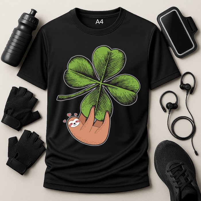 Cute St Patrick's Day Shamrock Sloth Performance Shirt