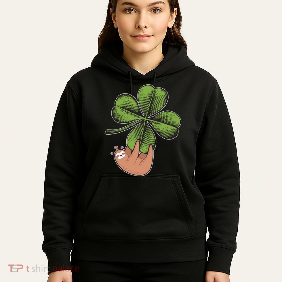 Cute St Patrick's Day Shamrock Sloth Hoodie