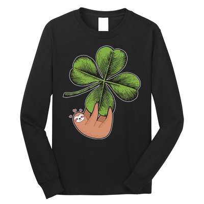 Cute St Patrick's Day Shamrock Sloth Long Sleeve Shirt