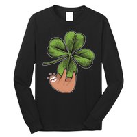 Cute St Patrick's Day Shamrock Sloth Long Sleeve Shirt