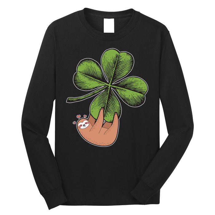 Cute St Patrick's Day Shamrock Sloth Long Sleeve Shirt
