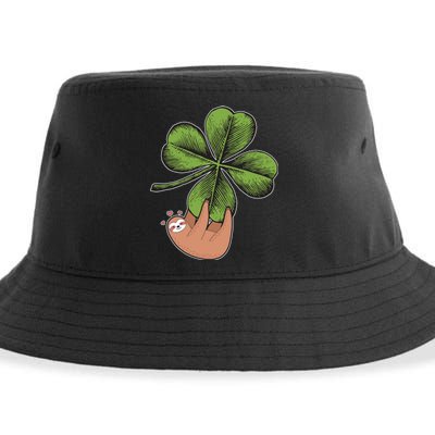 Cute St Patrick's Day Shamrock Sloth Sustainable Bucket Hat