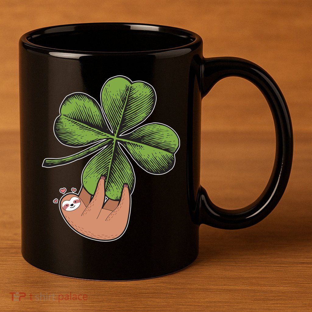 Cute St Patrick's Day Shamrock Sloth 11oz C Handle Ceramic Mug