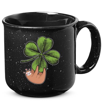 Cute St Patrick's Day Shamrock Sloth 15oz Campfire Ceramic Mug