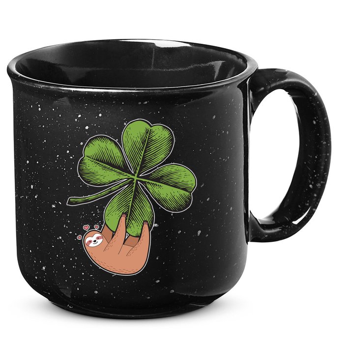 Cute St Patrick's Day Shamrock Sloth 15oz Campfire Ceramic Mug