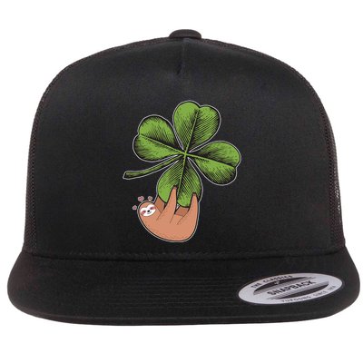 Cute St Patrick's Day Shamrock Sloth Flatbill Hat