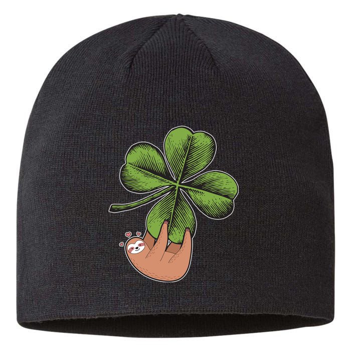 Cute St Patrick's Day Shamrock Sloth Sustainable Beanie