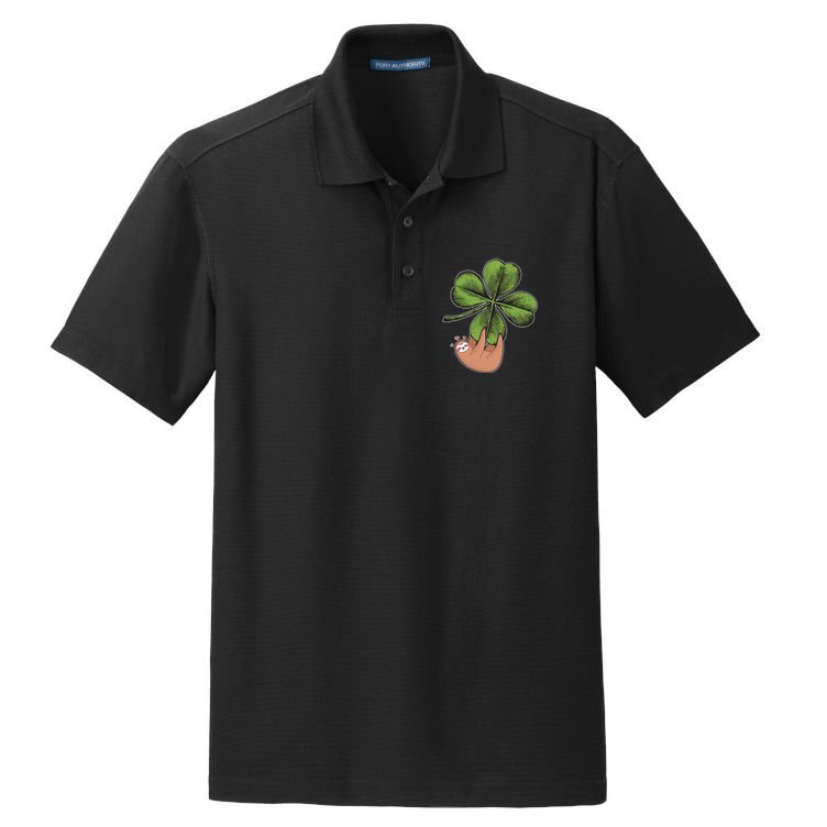 Cute St Patrick's Day Shamrock Sloth Dry Zone Grid Polo