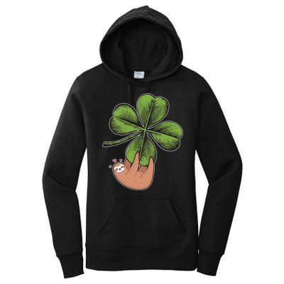 Cute St Patrick's Day Shamrock Sloth Women's Pullover Hoodie