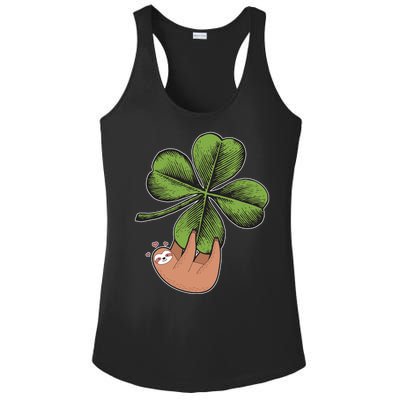 Cute St Patrick's Day Shamrock Sloth Ladies PosiCharge Competitor Racerback Tank