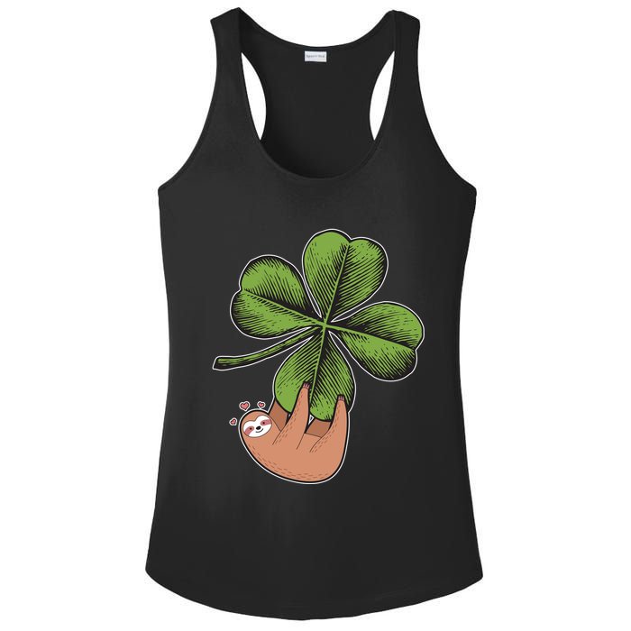 Cute St Patrick's Day Shamrock Sloth Ladies PosiCharge Competitor Racerback Tank