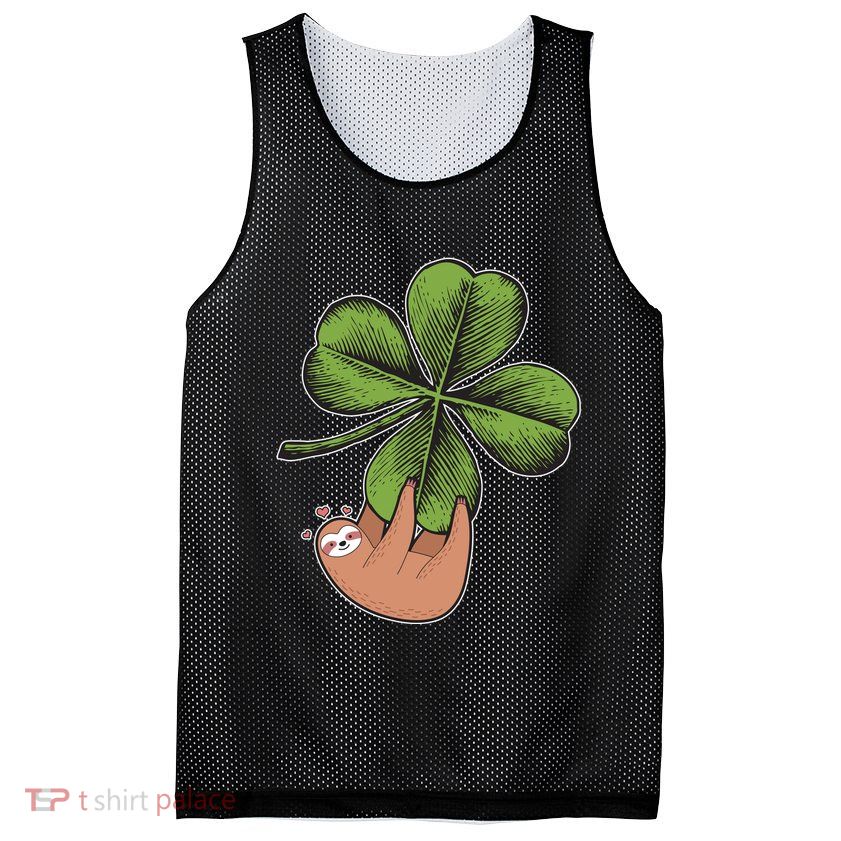Cute St Patrick's Day Shamrock Sloth Mesh Reversible Basketball Jersey Tank