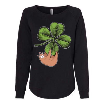 Cute St Patrick's Day Shamrock Sloth Womens California Wash Sweatshirt