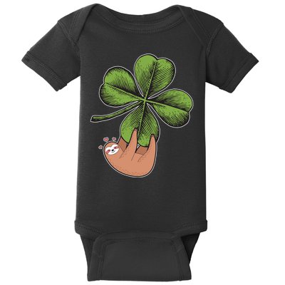 Cute St Patrick's Day Shamrock Sloth Baby Bodysuit