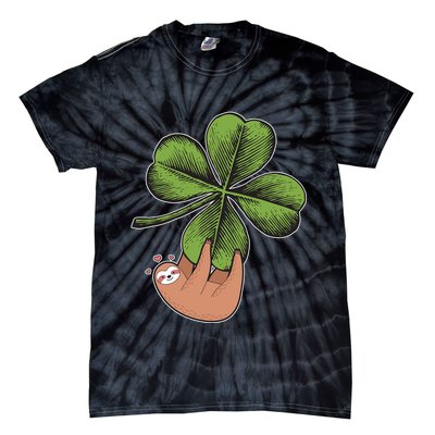 Cute St Patrick's Day Shamrock Sloth Tie-Dye T-Shirt
