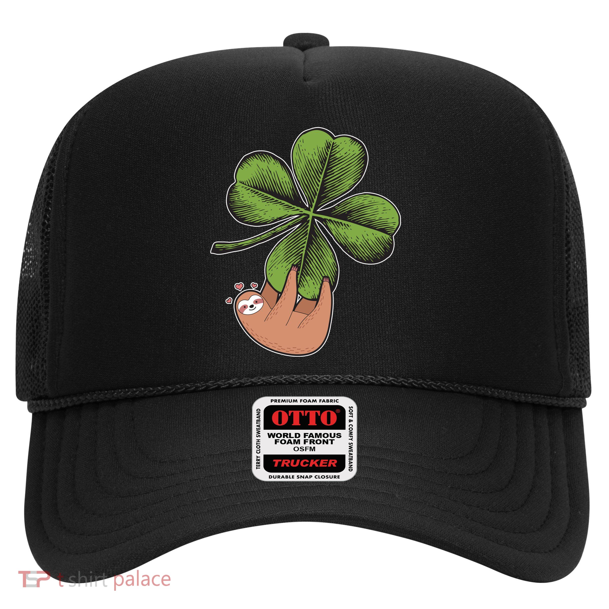 Cute St Patrick's Day Shamrock Sloth Trucker Hat