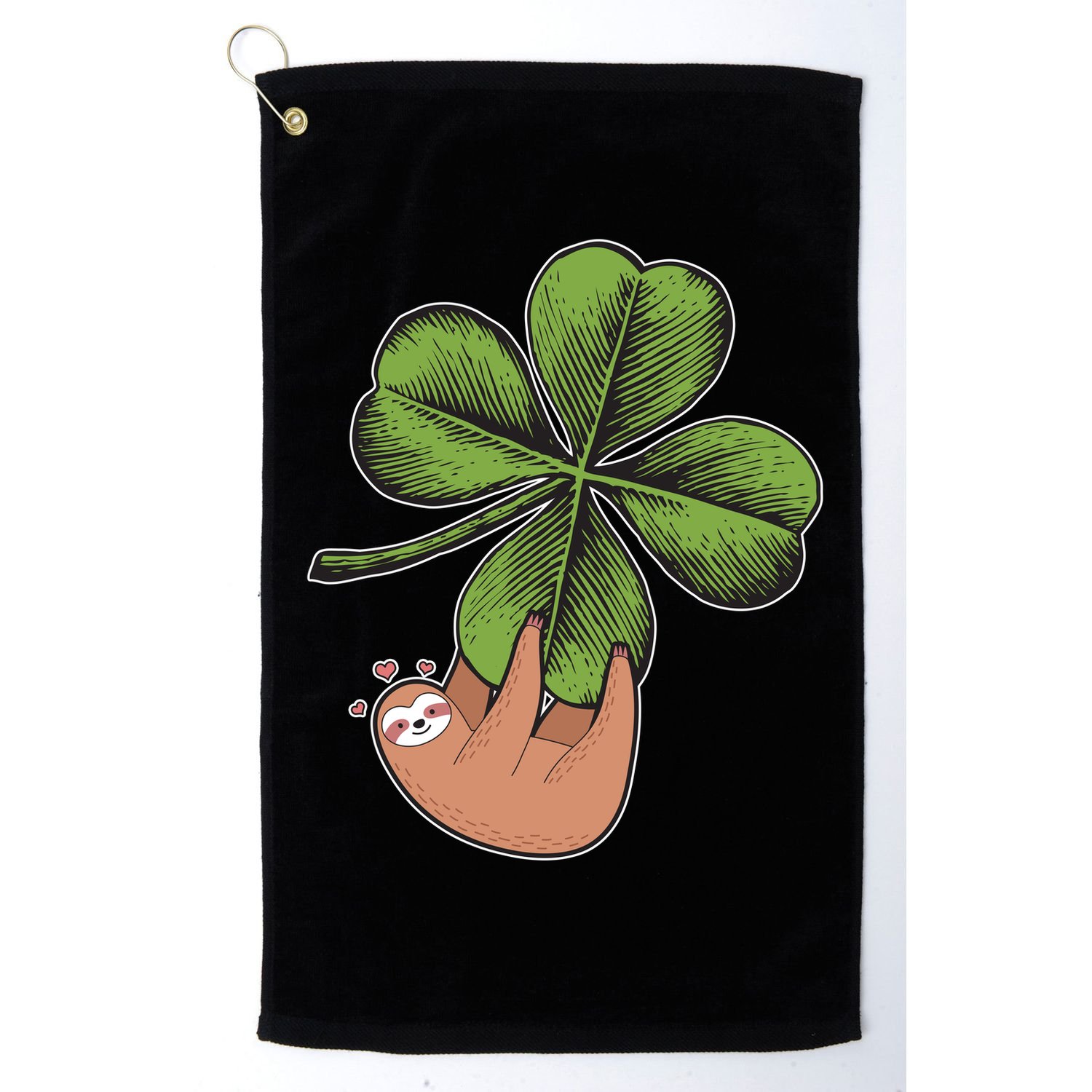 Cute St Patrick's Day Shamrock Sloth Golf Towel