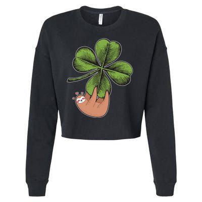 Cute St Patrick's Day Shamrock Sloth Cropped Pullover Crew