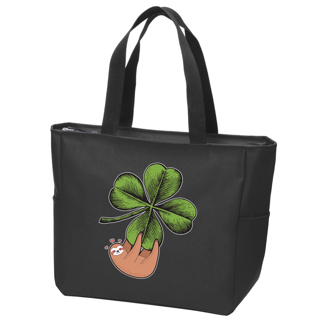Cute St Patrick's Day Shamrock Sloth Zip Tote Bag