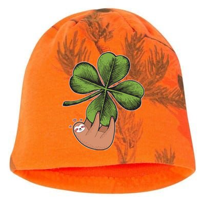 Cute St Patrick's Day Shamrock Sloth Kati - Camo Knit Beanie