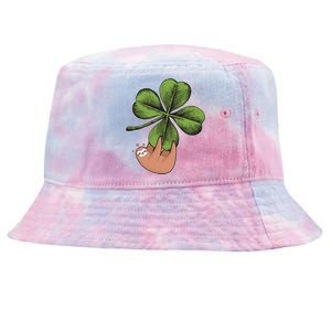 Cute St Patrick's Day Shamrock Sloth Tie-Dyed Bucket Hat