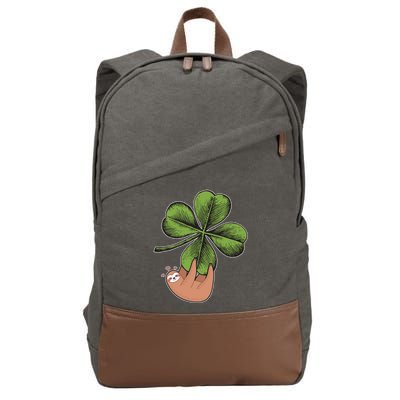 Cute St Patrick's Day Shamrock Sloth Cotton Canvas Backpack