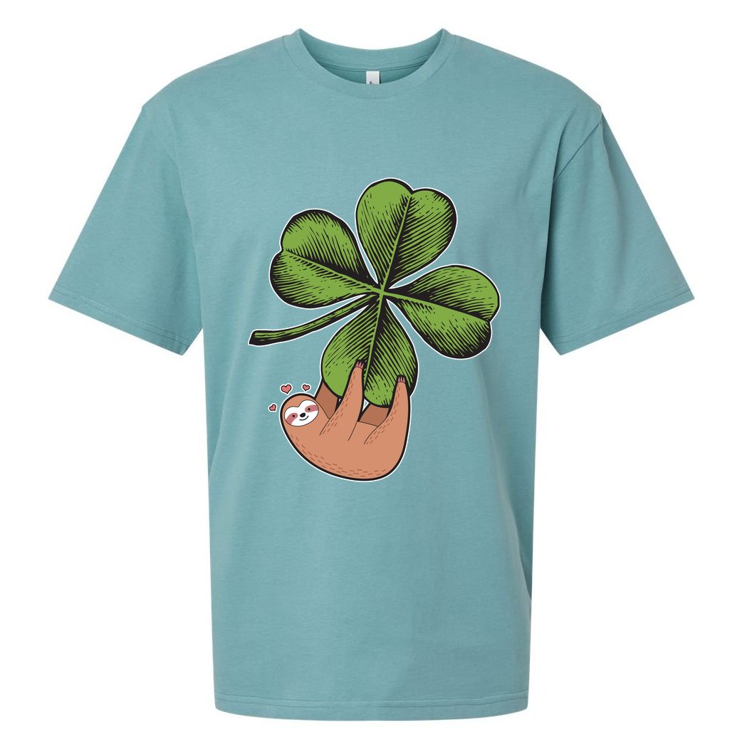 Cute St Patrick's Day Shamrock Sloth Sueded Cloud Jersey T-Shirt