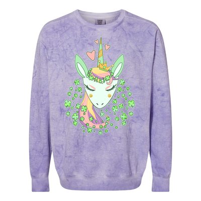 Cute St Patrick's Day Unicorn Shamrocks Clovers Colorblast Crewneck Sweatshirt