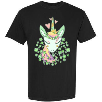 Cute St Patrick's Day Unicorn Shamrocks Clovers Garment-Dyed Heavyweight T-Shirt